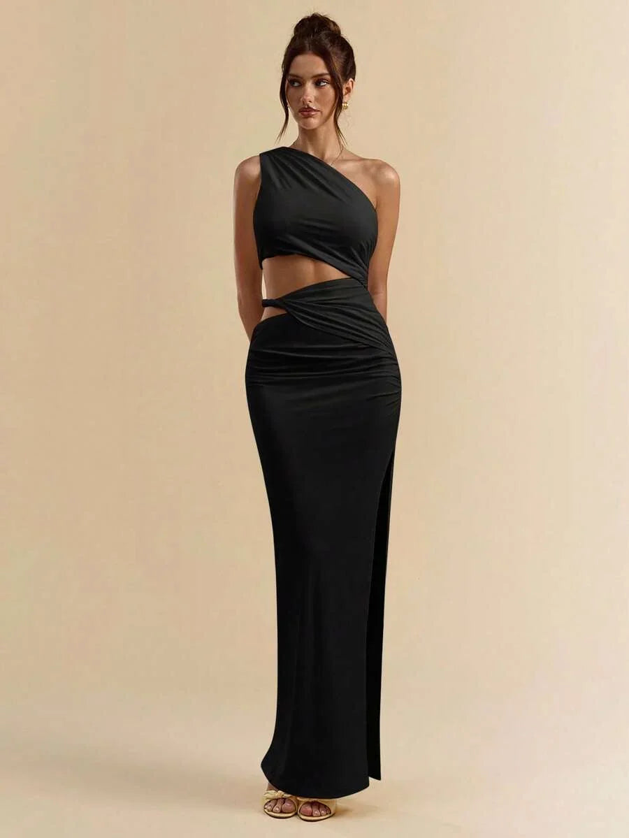 SVELTO - Asymmetric Bodycon Maxi Dress with High Slit