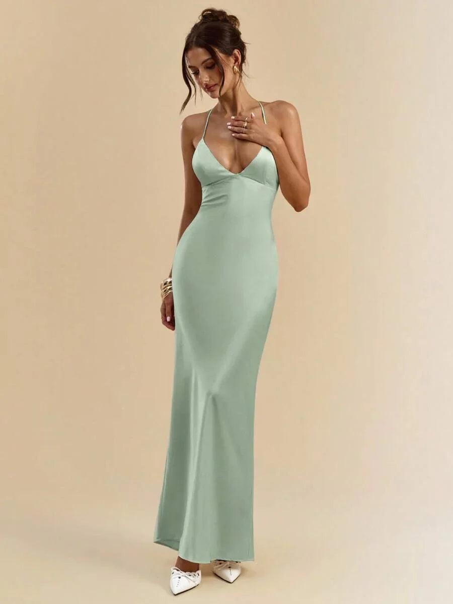 Sélisse – Satin Mermaid Maxi Dress Mint Green