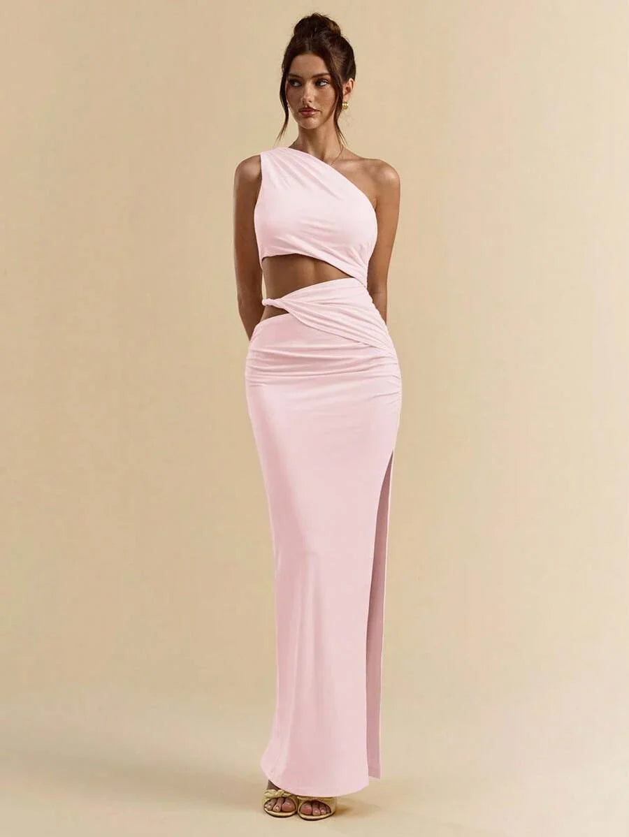 SVELTO - Asymmetric Bodycon Maxi Dress with High Slit