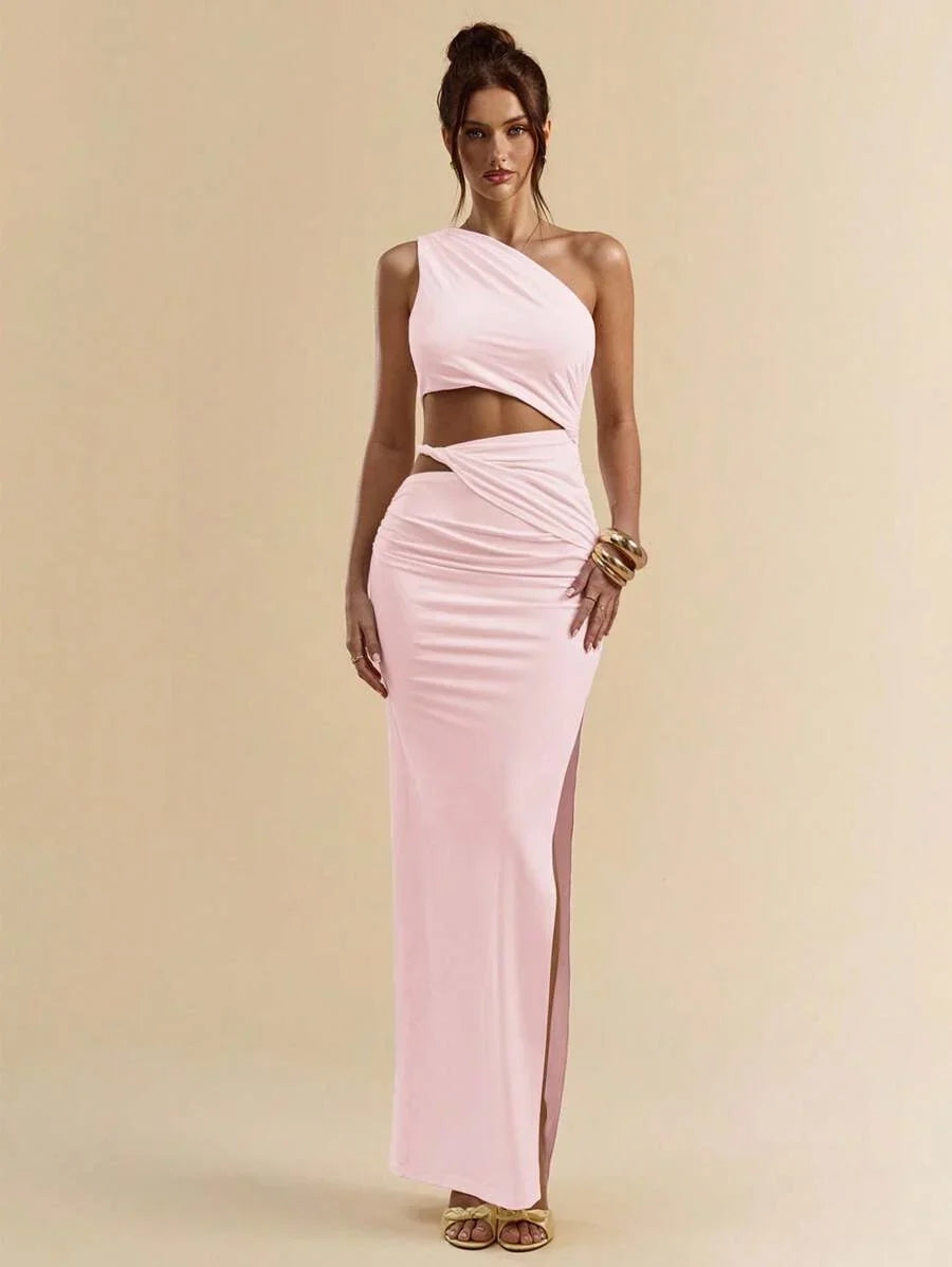SVELTO - Asymmetric Bodycon Maxi Dress with High Slit