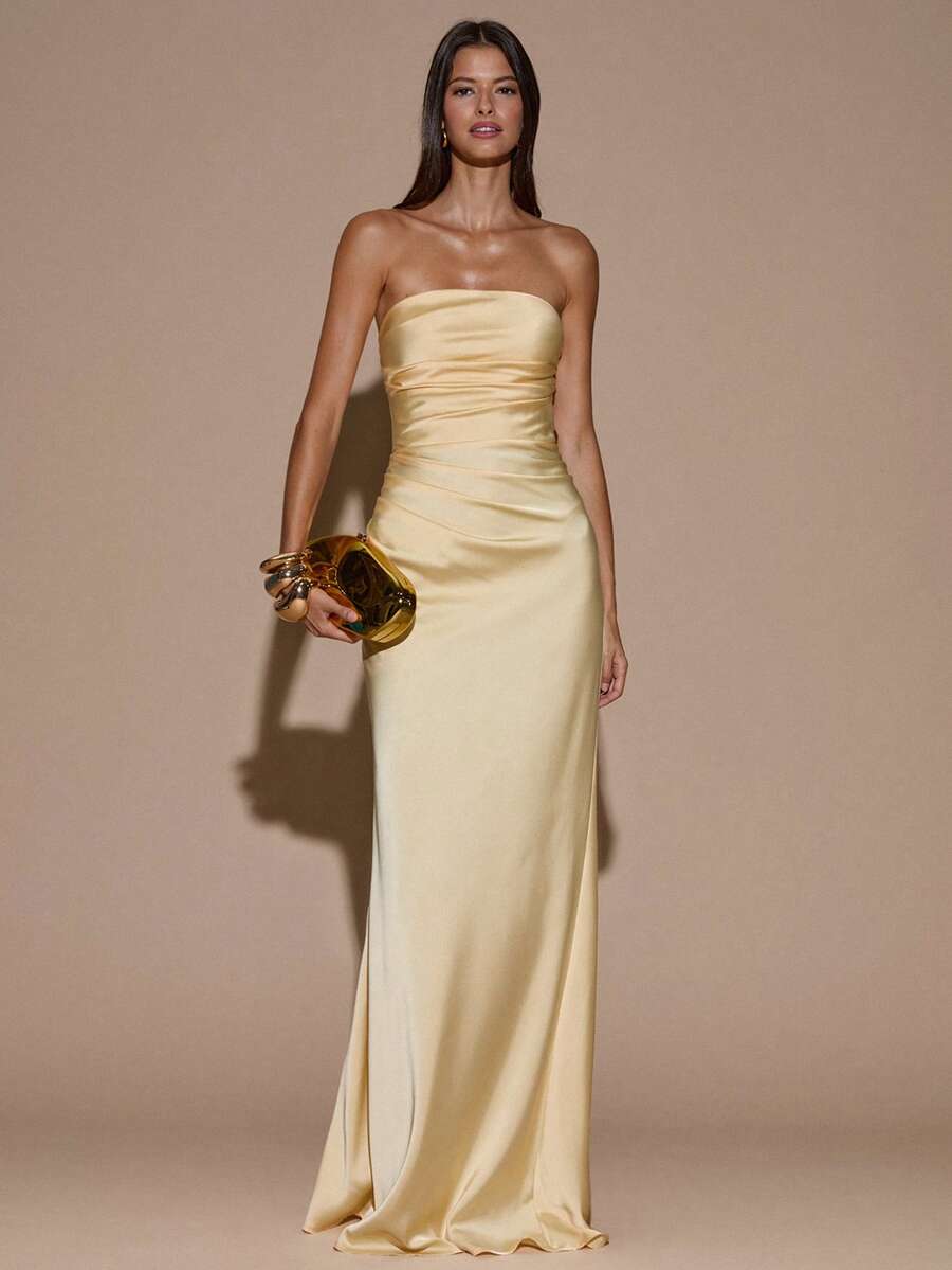 RAVELLE - Backless Mermaid Maxi Dress Yellow