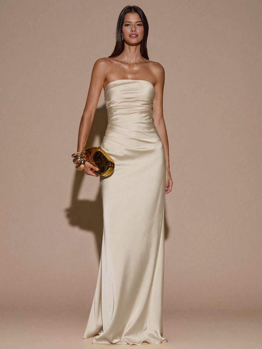 RAVELLE - Backless Mermaid Maxi Dress Apricot