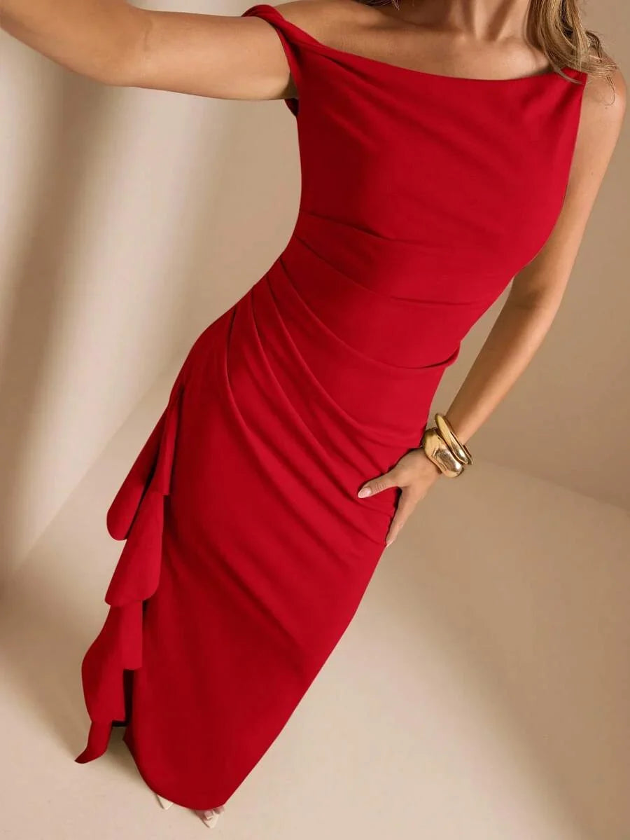 ROUELLE - One Shoulder Ruched Maxi Dress