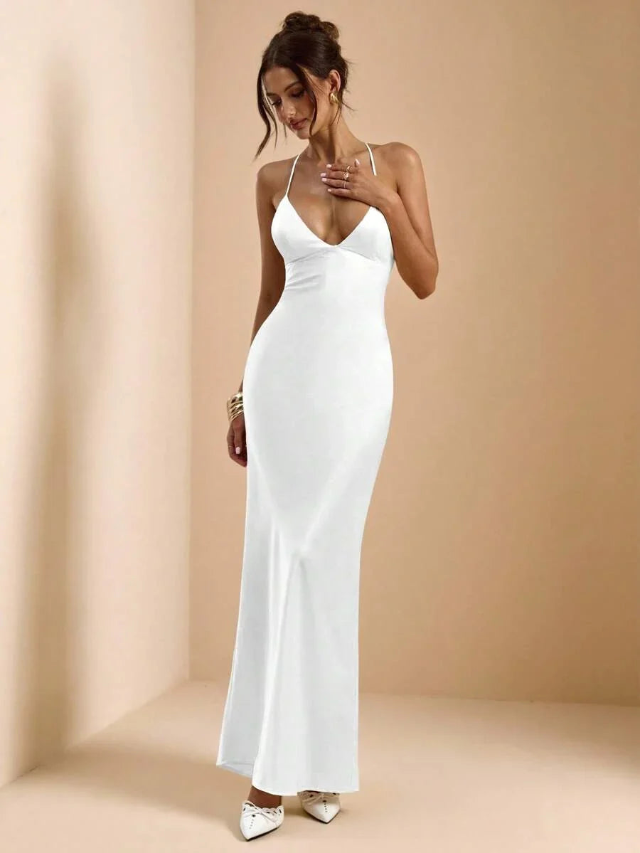 Sélisse – Satin Mermaid Maxi Dress White