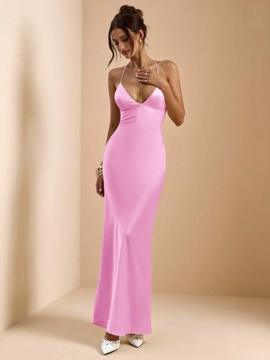 Sélisse – Satin Mermaid Maxi Dress Baby Pink
