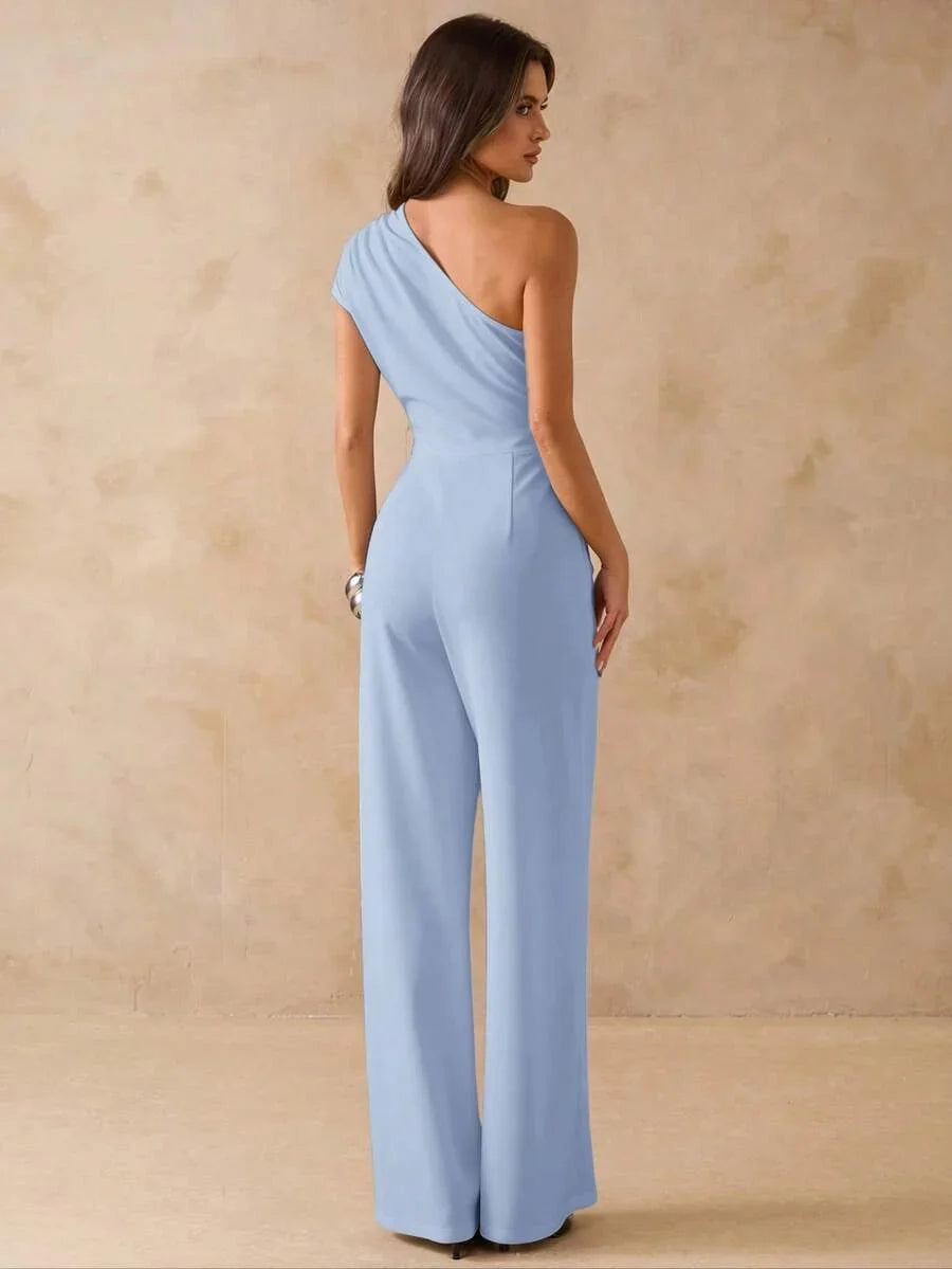 NORI - Asymmetrical One Shoulder Wide Leg Jumpsuit maxi dress