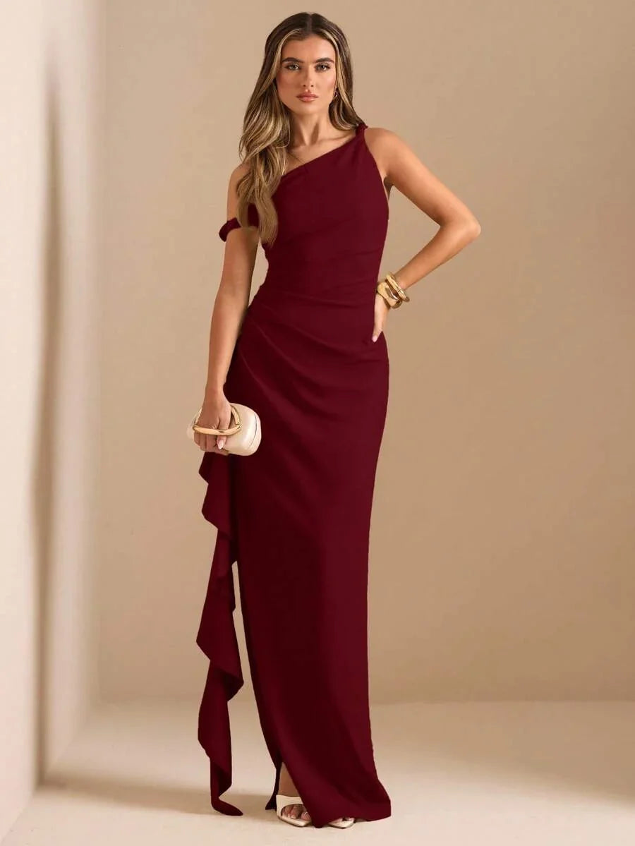 ROUELLE - One Shoulder Ruched Maxi Dress