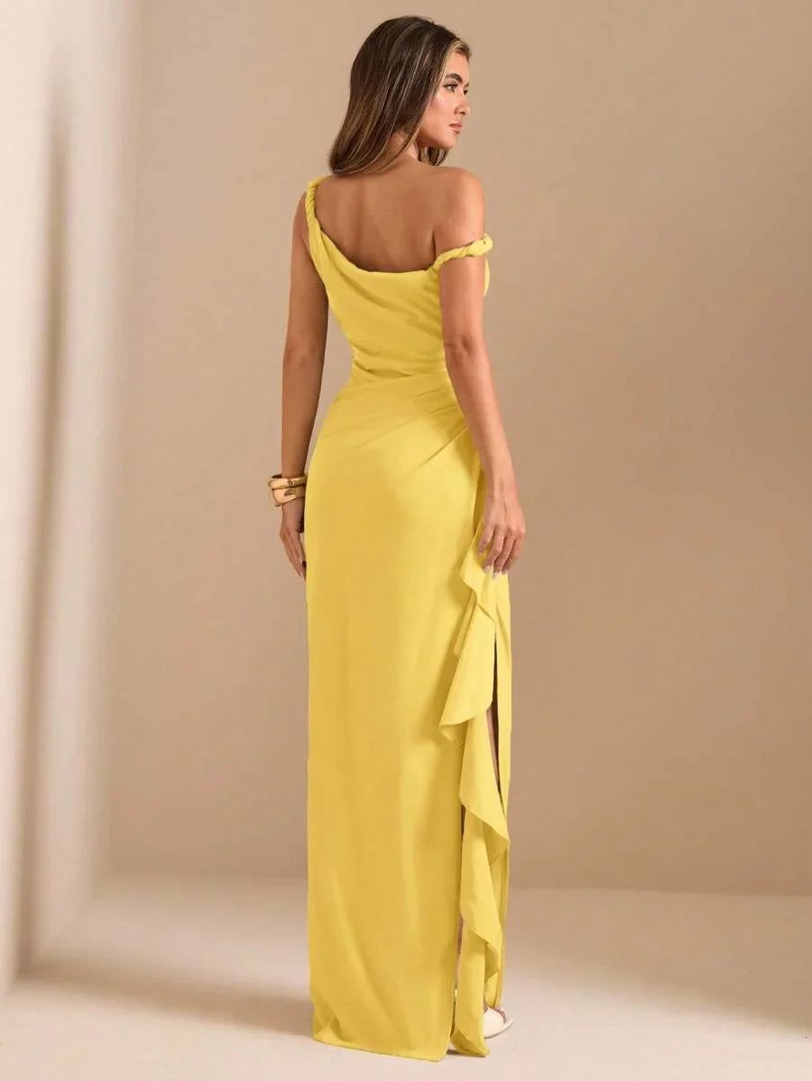 ROUELLE - One Shoulder Ruched Maxi Dress