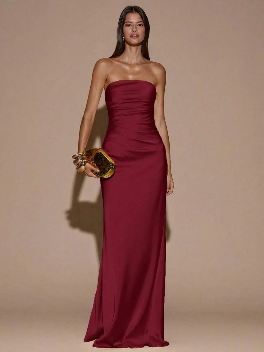 RAVELLE - Backless Mermaid Maxi Dress Burgundy