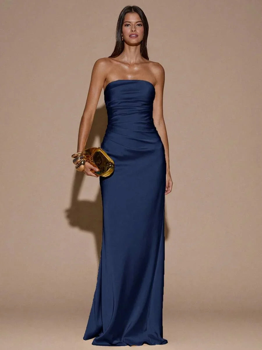 RAVELLE - Backless Mermaid Maxi Dress Navy Blue