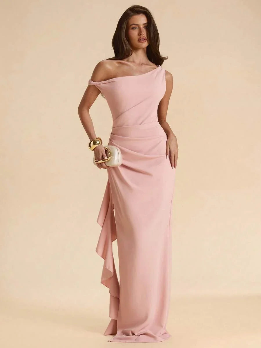 ROUELLE - One Shoulder Ruched Maxi Dress
