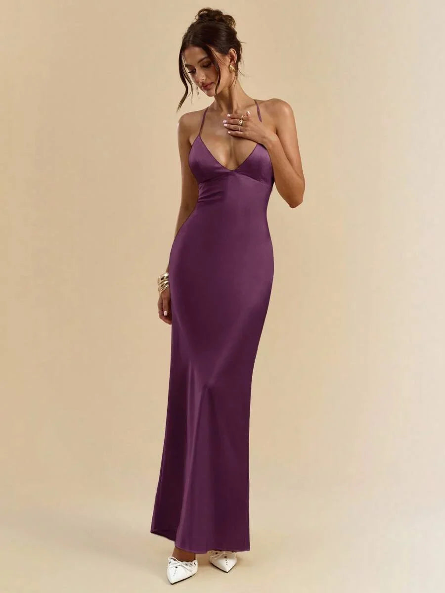 Sélisse – Satin Mermaid Maxi Dress Purple