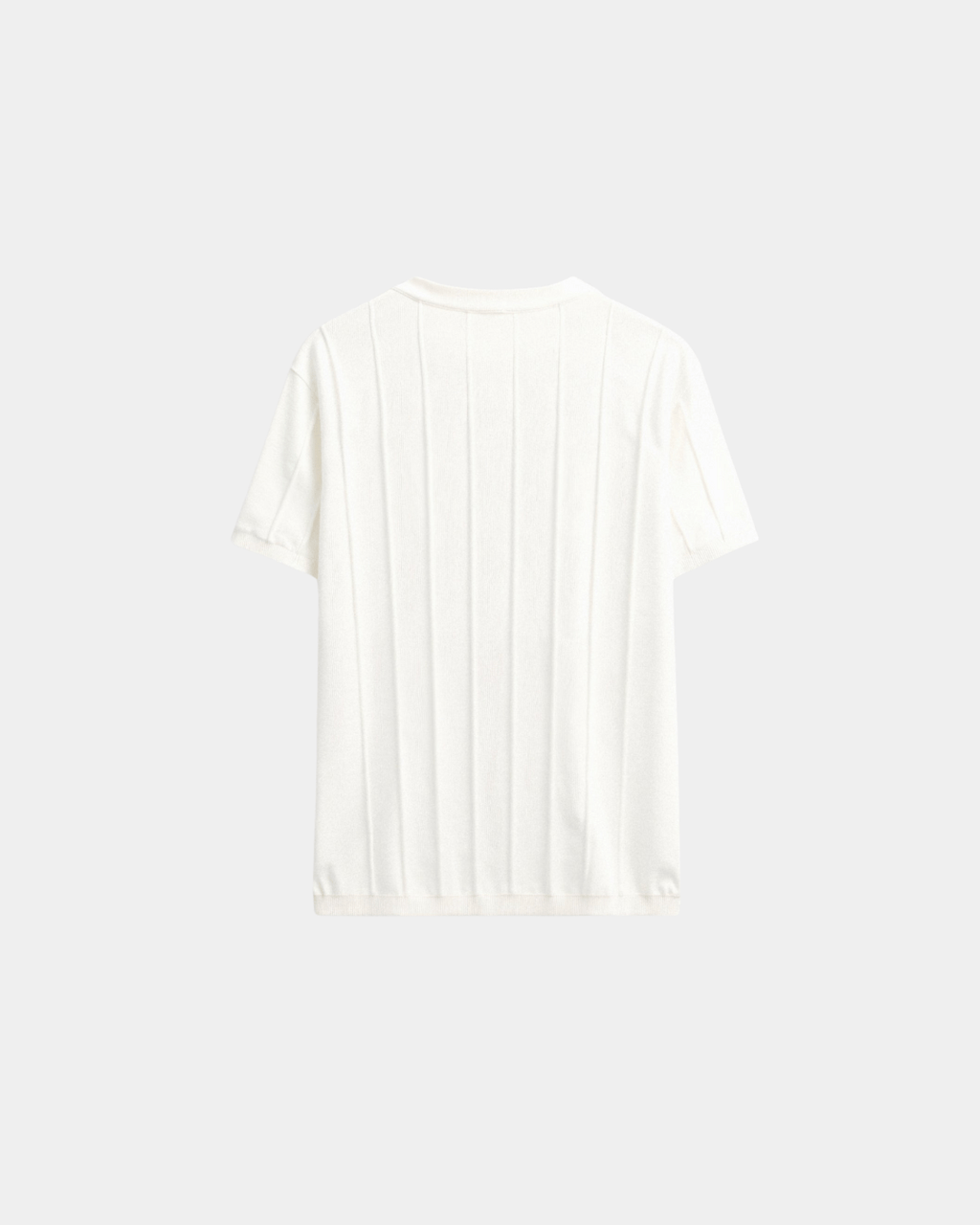 Vertical Ribbed Crew Neck T-Shirt Men Short Sleeve White