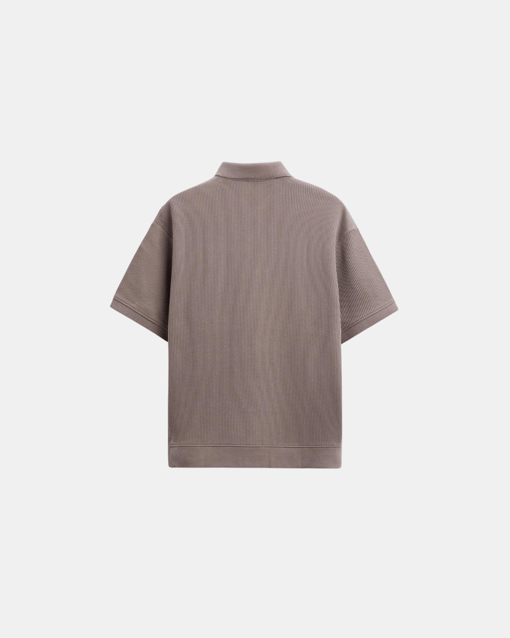 Two-Button Polo Shirt Men Short Sleeve Ribbed Knit Relaxed Fit