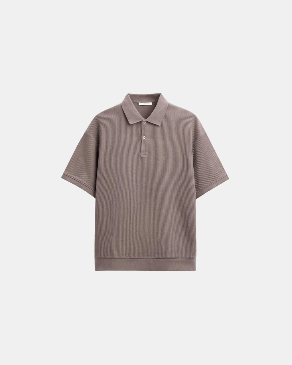 Two-Button Polo Shirt Men Short Sleeve Ribbed Knit Relaxed Fit