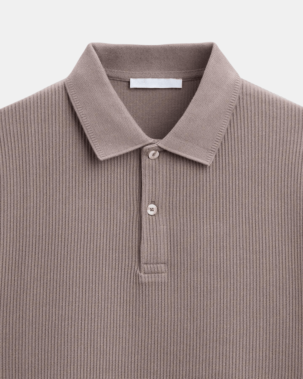 Two-Button Polo Shirt Men Short Sleeve Ribbed Knit Relaxed Fit