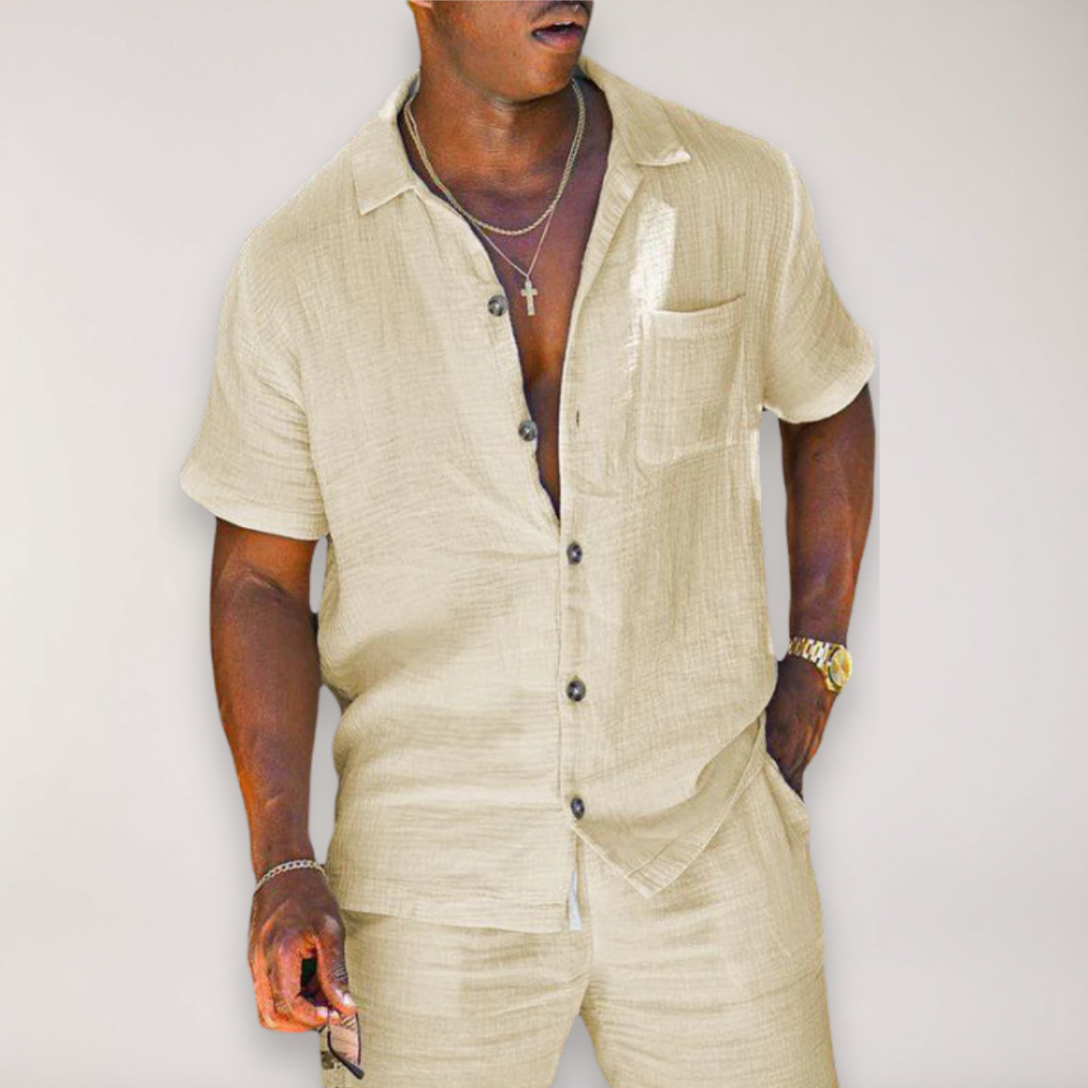 Linen Shirt & Shorts Set