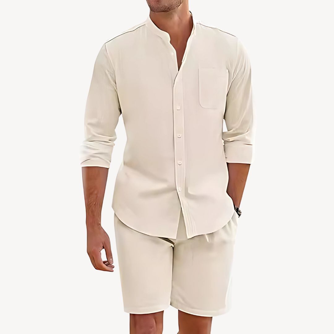 Button-Up Shirt & Shorts Set