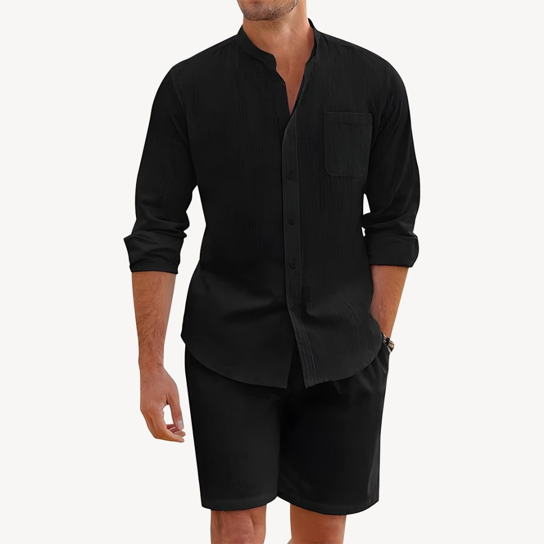 Button-Up Shirt & Shorts Set
