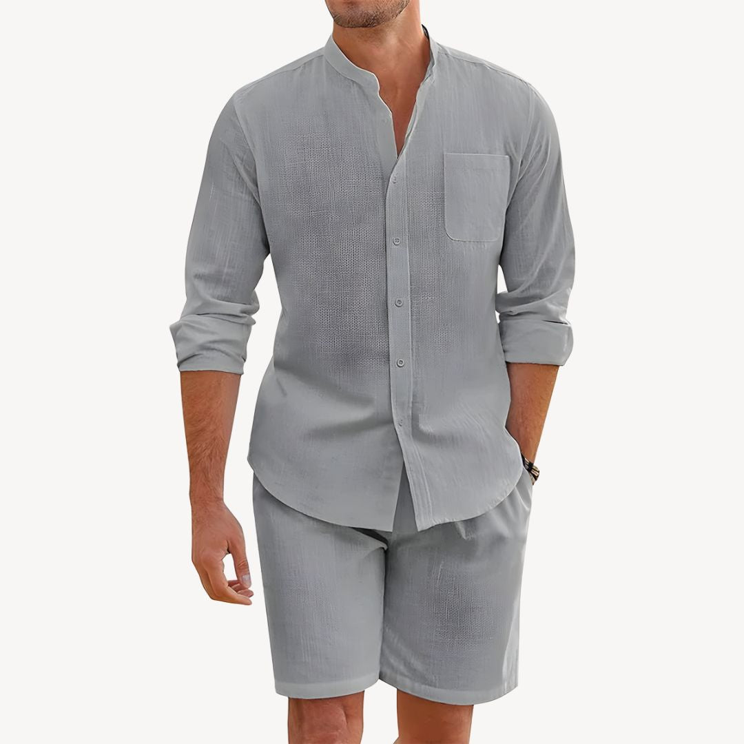 Button-Up Shirt & Shorts Set