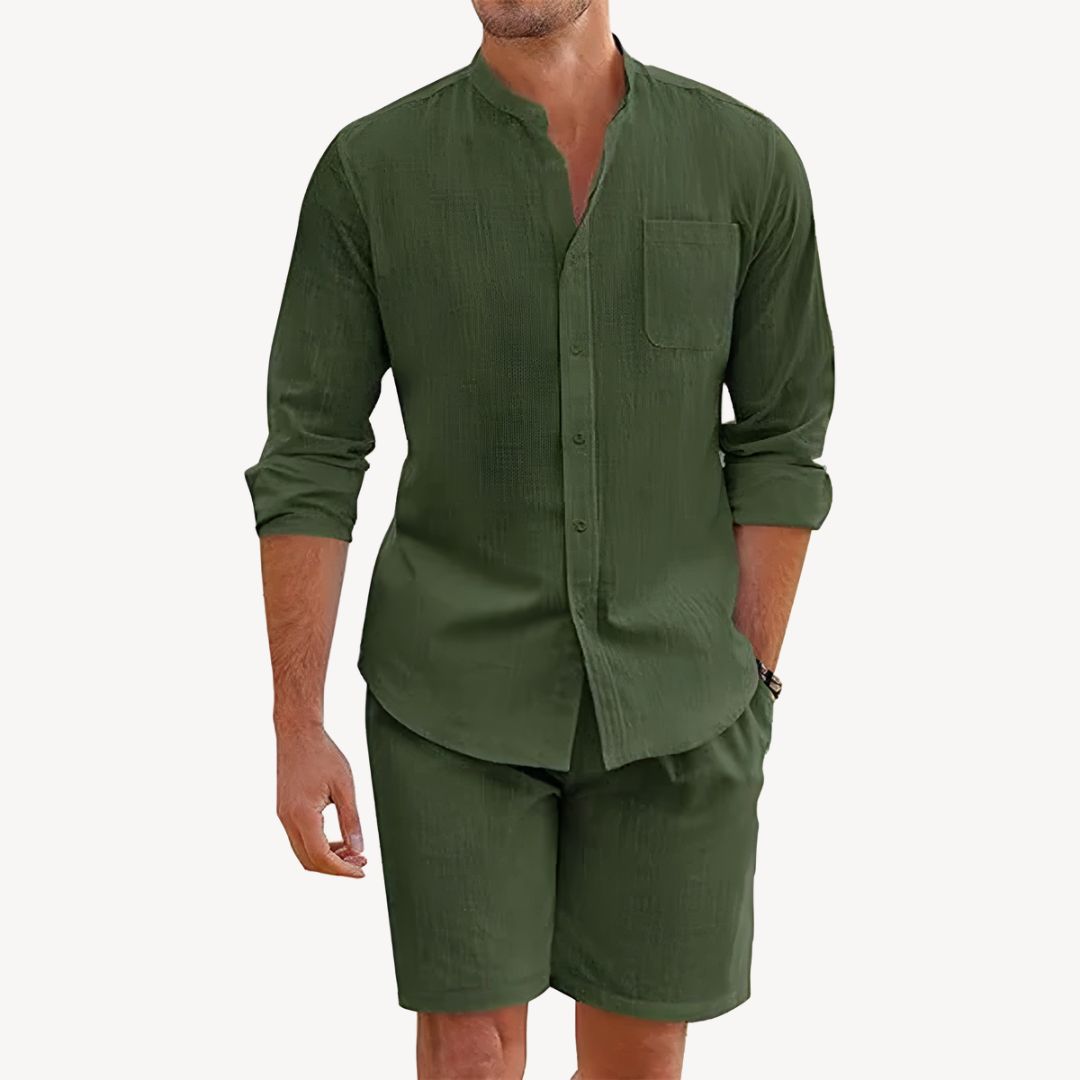 Button-Up Shirt & Shorts Set