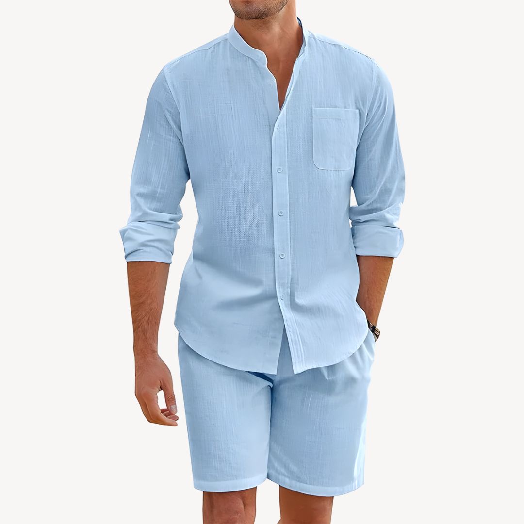 Button-Up Shirt & Shorts Set