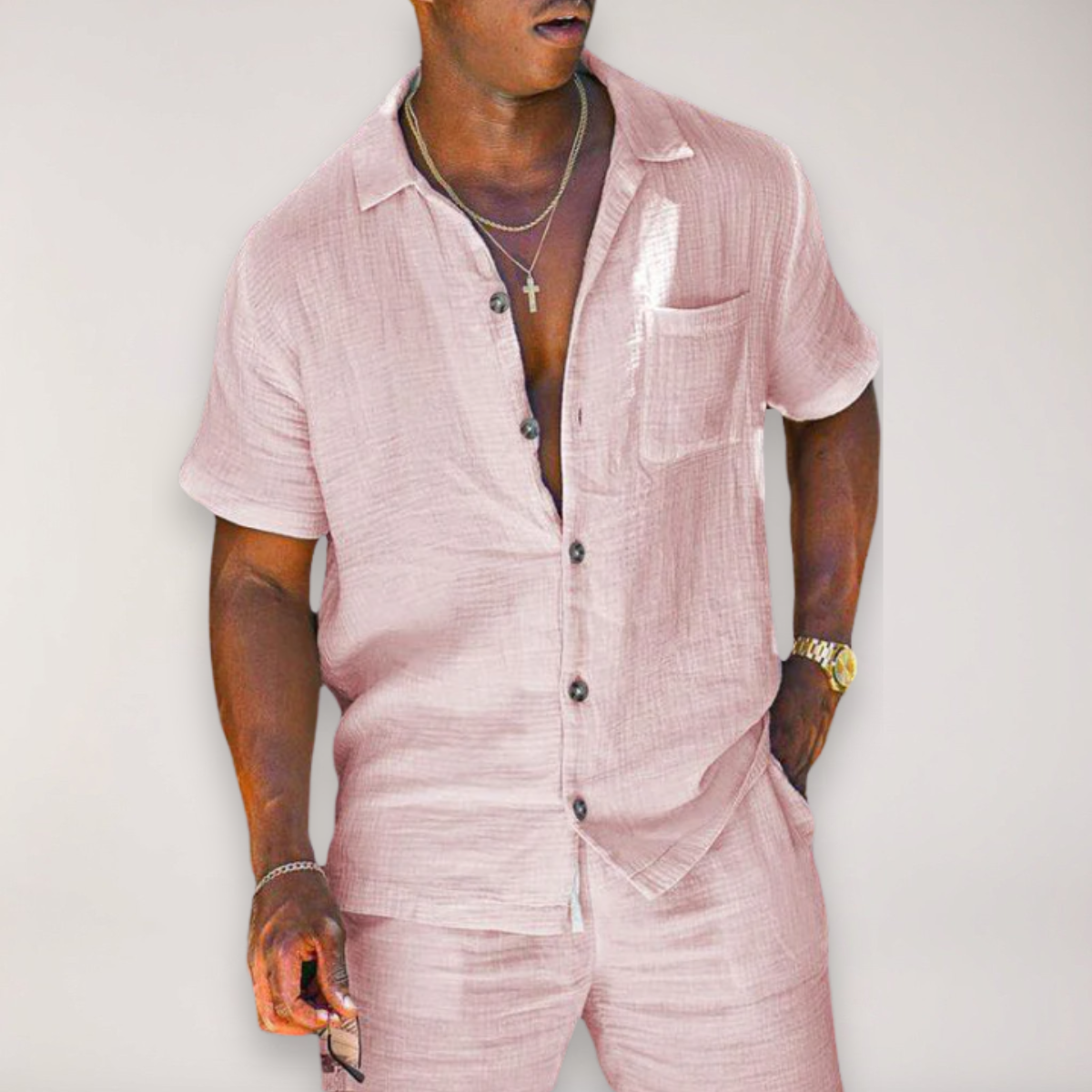 Linen Shirt & Shorts Set