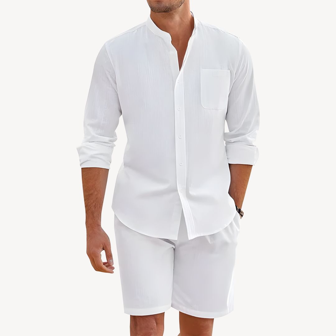 Button-Up Shirt & Shorts Set