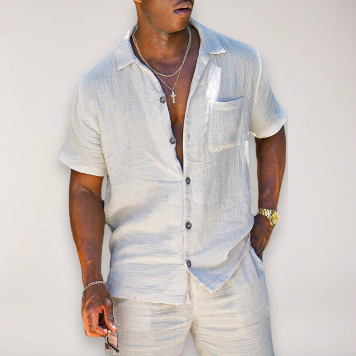 Linen Shirt & Shorts Set